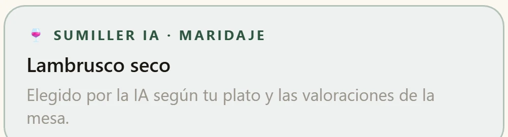 Tarjeta real del sumiller IA: Lambrusco seco